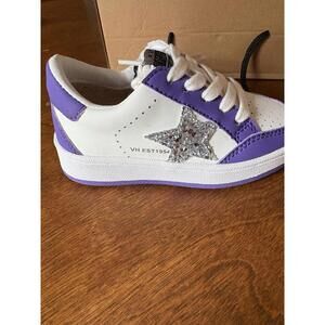 Vintage Havana Kids Ariellla Sneakers 8C Purple White Silver Glitter Star NWT